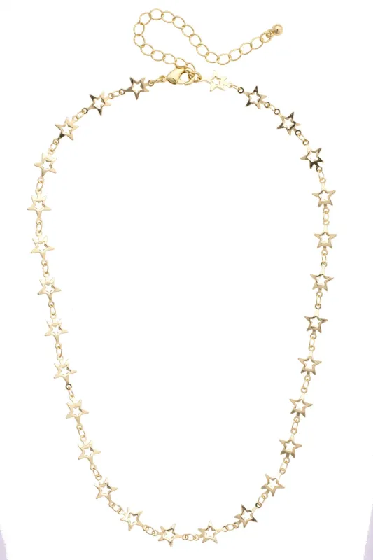 Brooke Star Linked Necklace in Shiny Gold made by Canvas Style