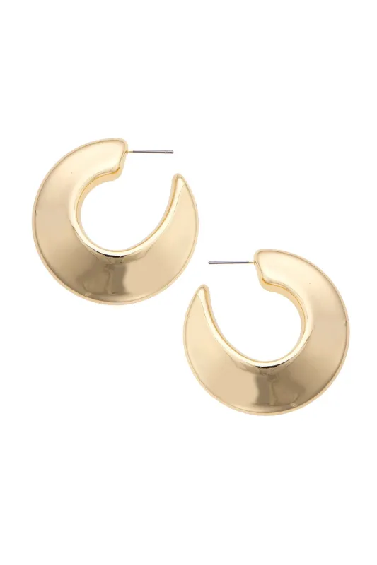 Francesca Crescent Hoop Earrings in Shiny Gold made by Canvas Style