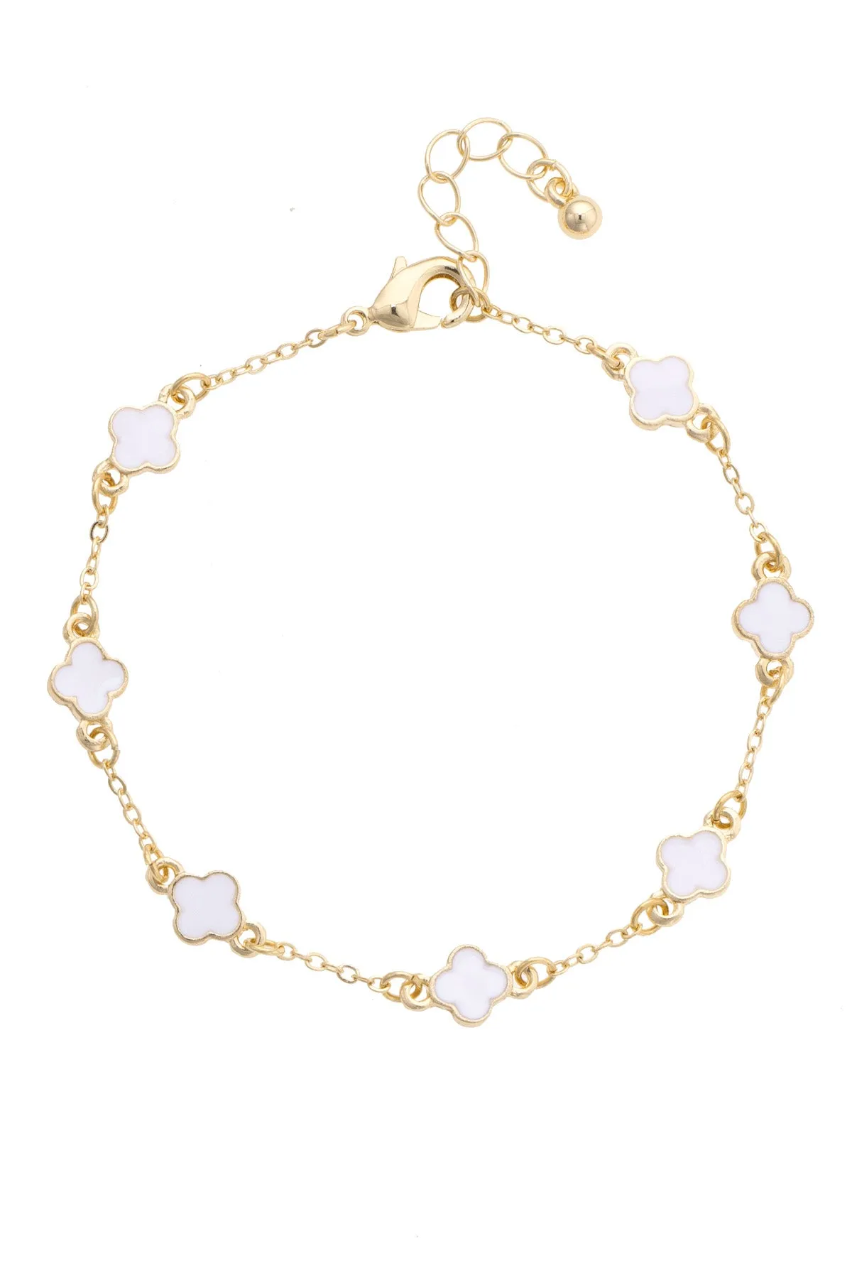 Margaret Dainty Clover Bracelet in White sold by Canvas Style