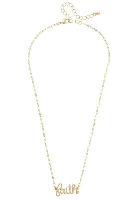 Faith Paperclip Chain Necklace in Shiny Gold made by Canvas Style