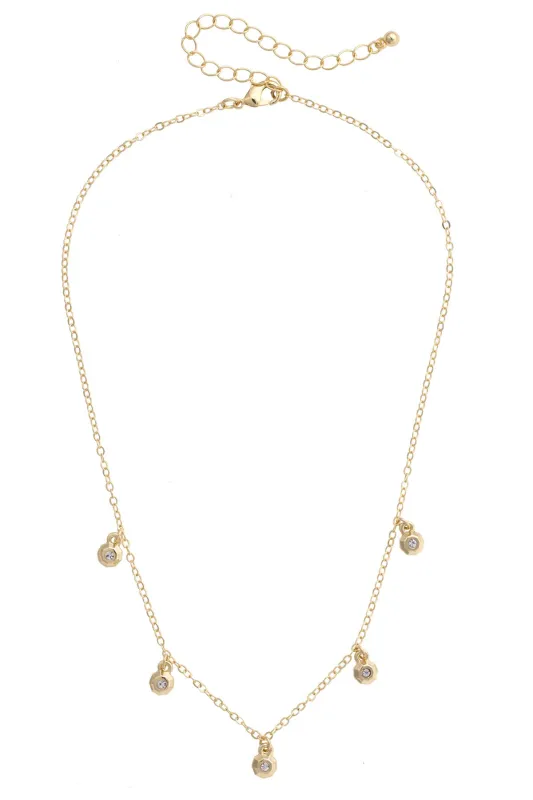 Lana Rhinestone Charm Necklace in Shiny Gold made by Canvas Style
