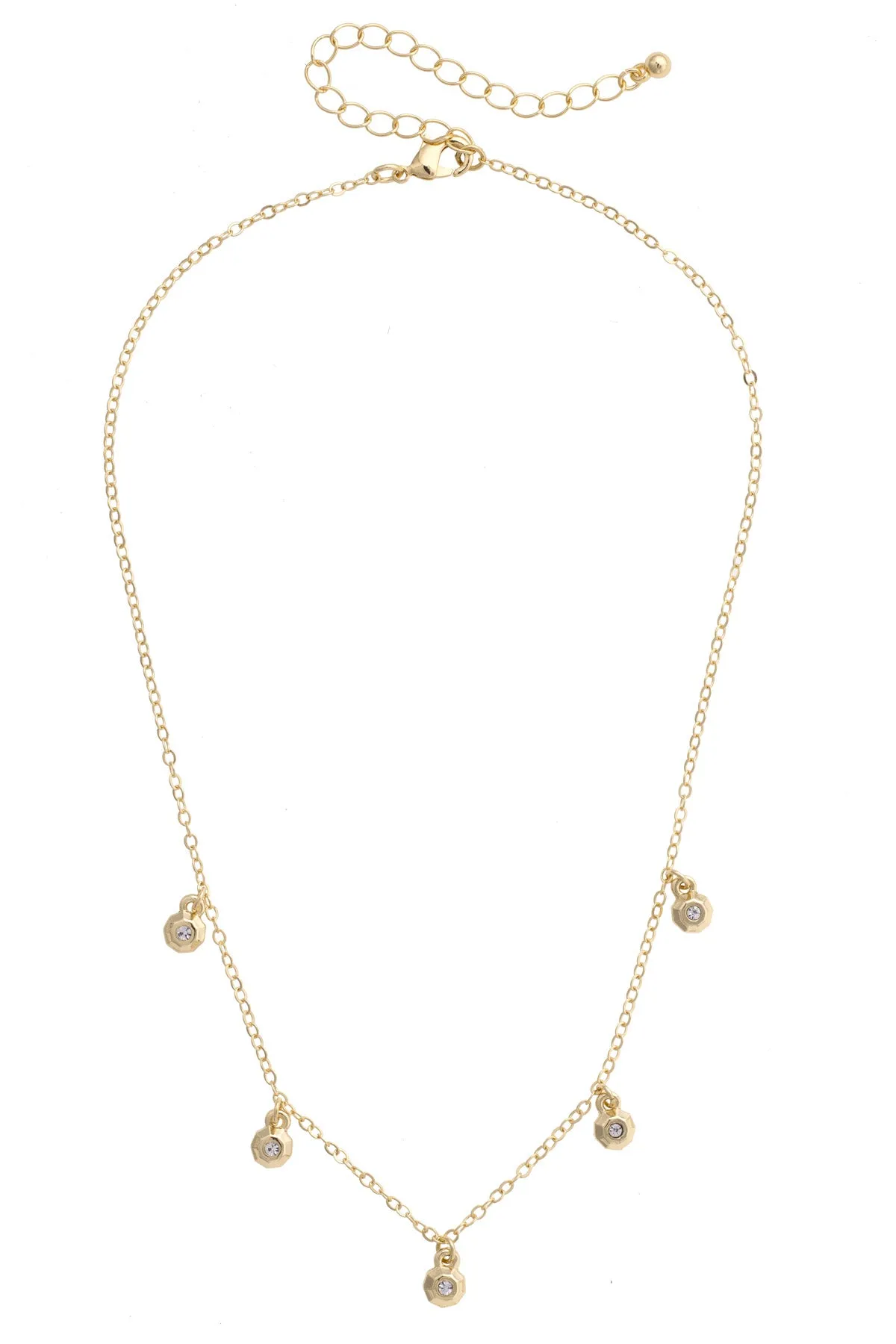 Lana Rhinestone Charm Necklace in Shiny Gold sold by Canvas Style