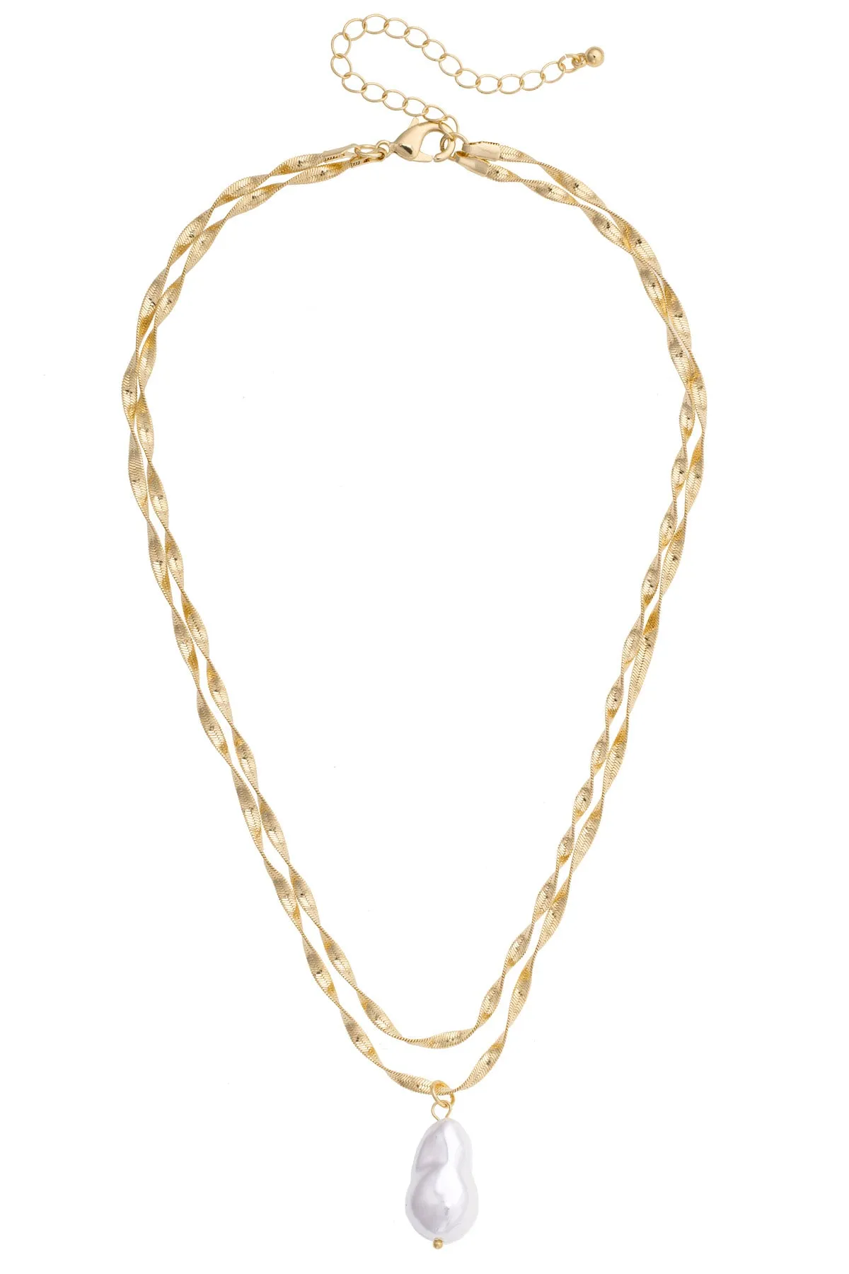 Alexandria Layered Pearl Pendant Necklace in Shiny Gold sold by Canvas Style