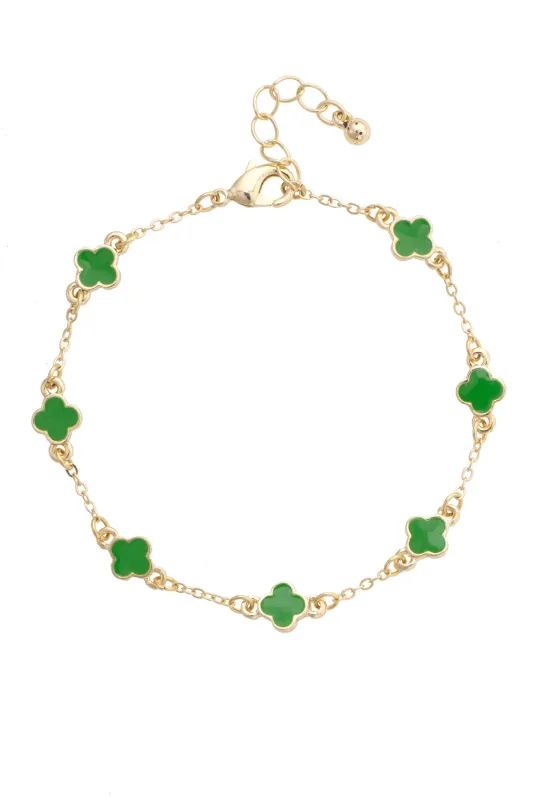 Margaret Dainty Clover Bracelet in Green made by Canvas Style