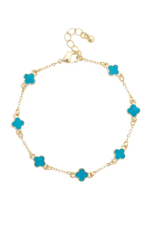 Margaret Dainty Clover Bracelet in Turquoise made by Canvas Style