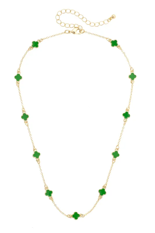 Margaret Dainty Clover Necklace in Green made by Canvas Style