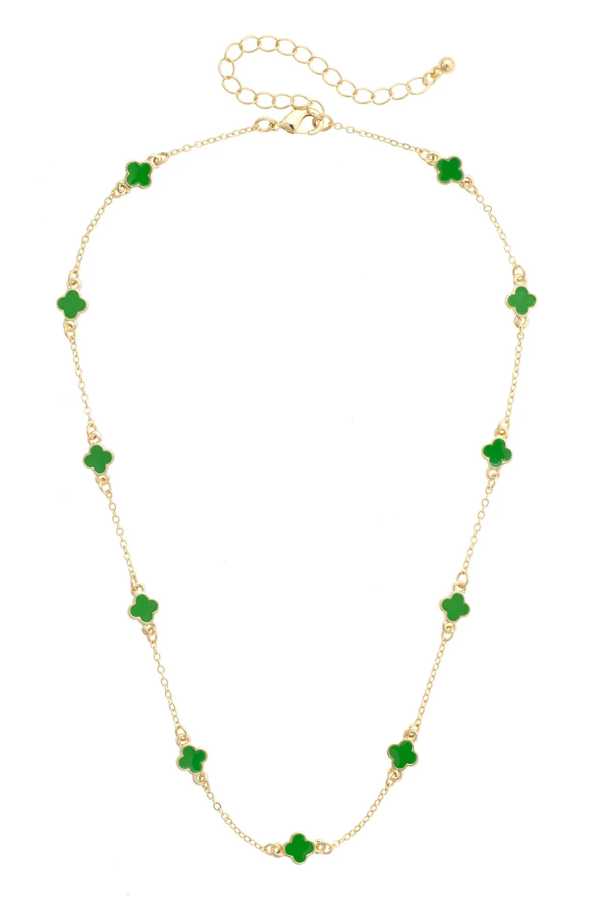 Margaret Dainty Clover Necklace in Green sold by Canvas Style