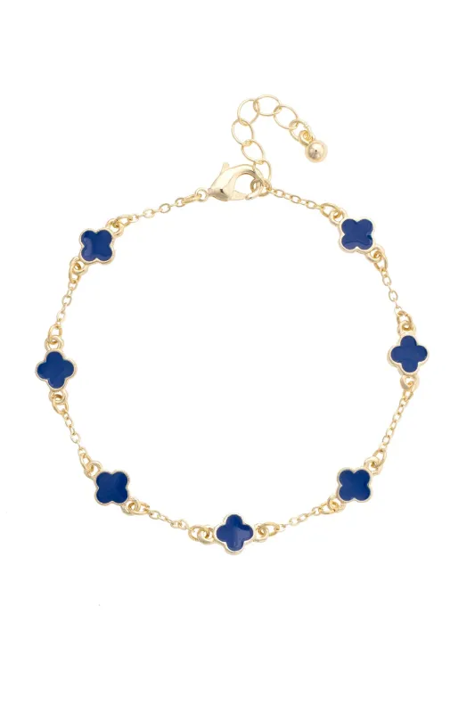 Margaret Dainty Clover Bracelet in Navy made by Canvas Style