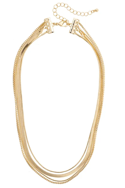 Geneva Layered Chain Necklace in Shiny Gold made by Canvas Style