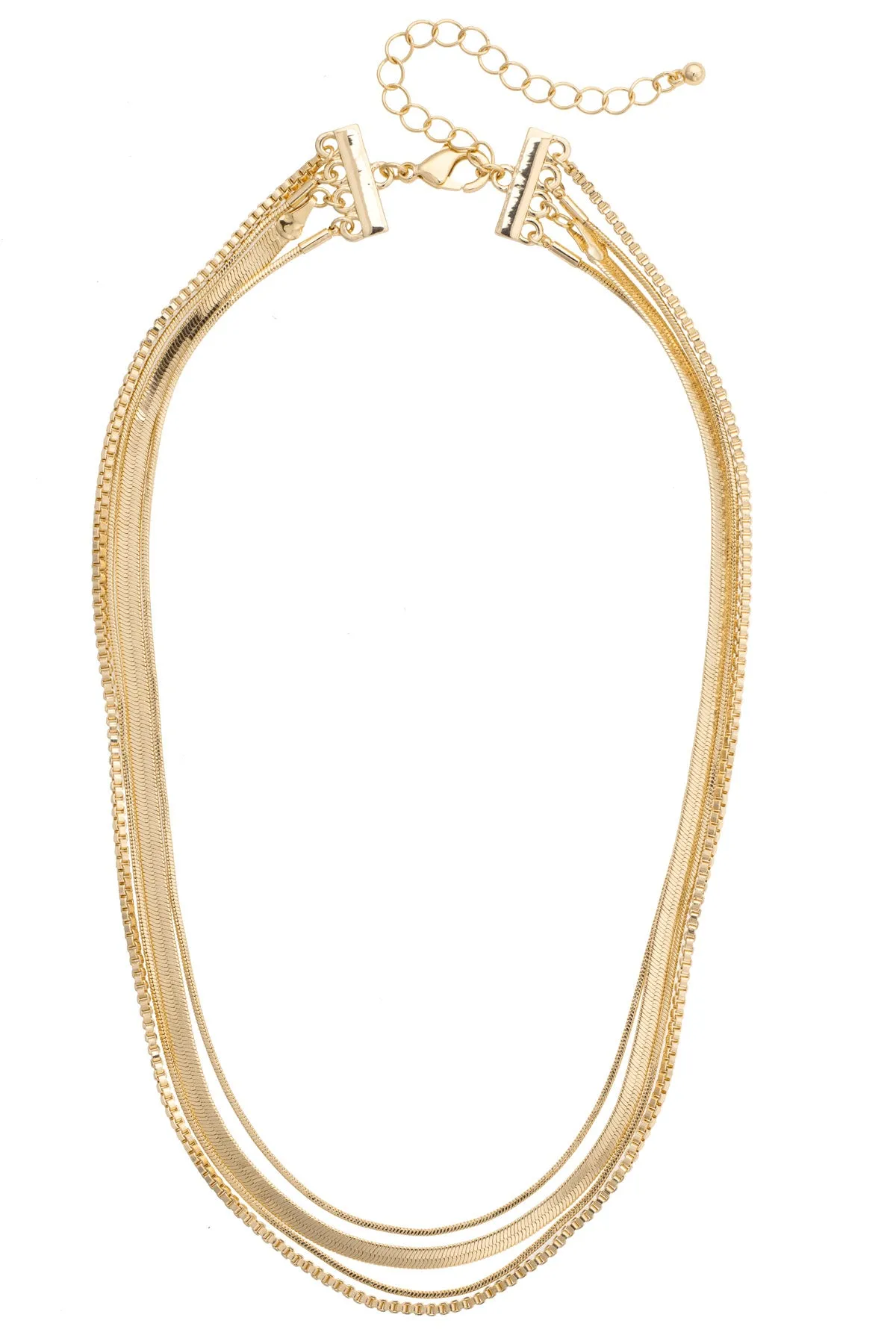 Geneva Layered Chain Necklace in Shiny Gold sold by Canvas Style
