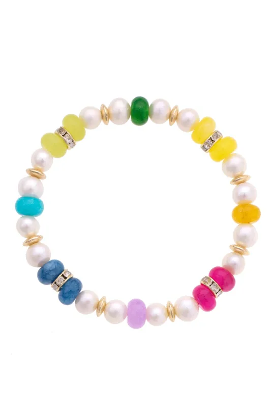 Mimi Semi Precious Beaded Bracelet in Ivory made by Canvas Style