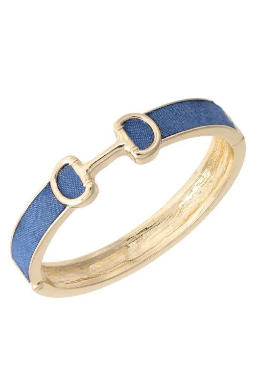 Majesty Denim Horsebit Hinge Bangle in Blue made by Canvas Style
