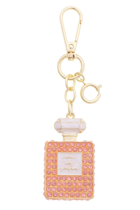 Coco Canvas Perfume Embellished Bag Charm in Pink, Orange, & White made by Canvas Style