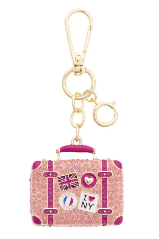 International Baggage Embellished Bag Charm in Pink made by Canvas Style