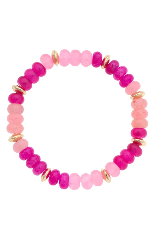 Mimi Semi Precious Beaded Bracelet in Fuchsia made by Canvas Style
