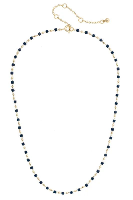 Celine Beaded Layering Necklace in Navy made by Canvas Style
