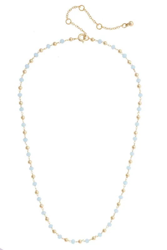 Celine Beaded Layering Necklace in Light Blue made by Canvas Style