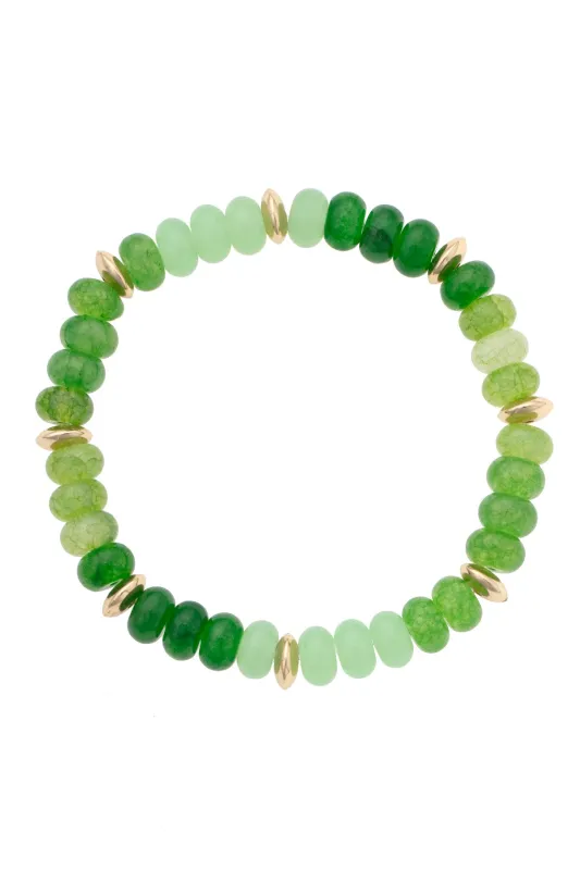 Mimi Semi Precious Beaded Bracelet in Green made by Canvas Style