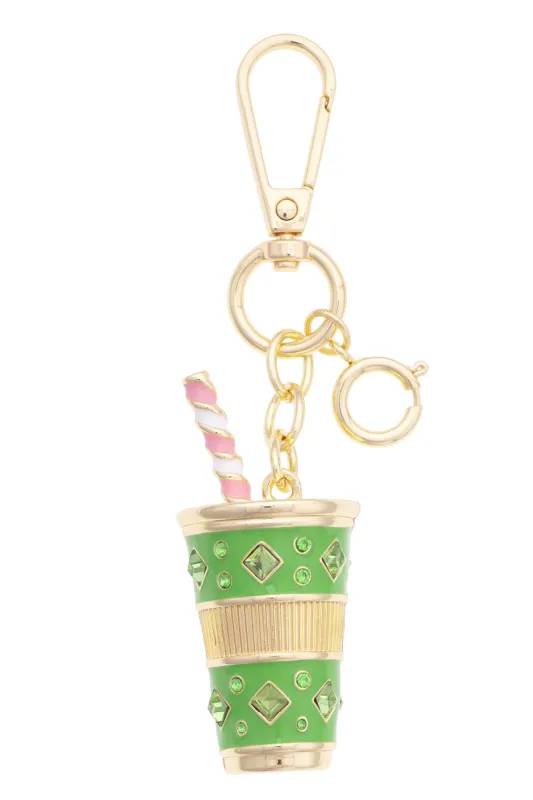 Iced Matcha Embellished Bag Charm in Light Green made by Canvas Style
