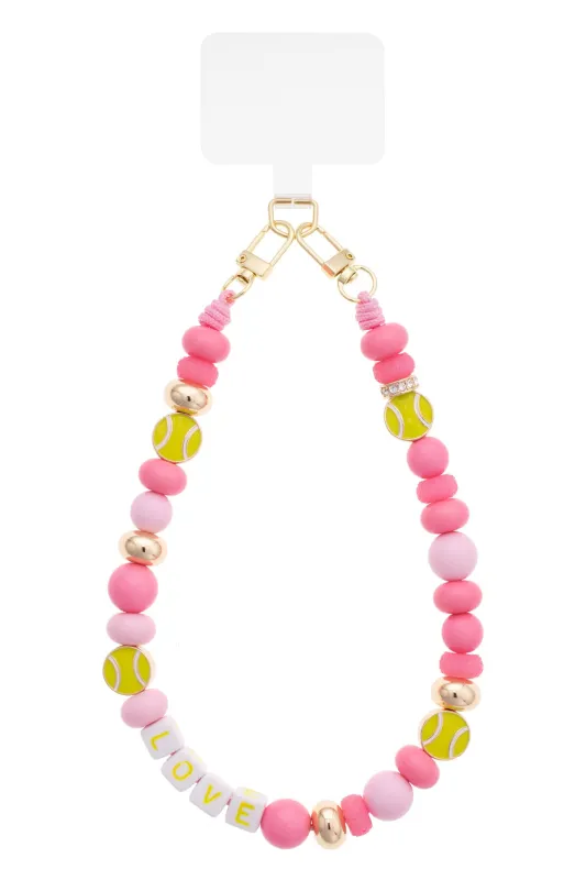 Tennis Love Beaded Wristlet in Light Pink made by Canvas Style