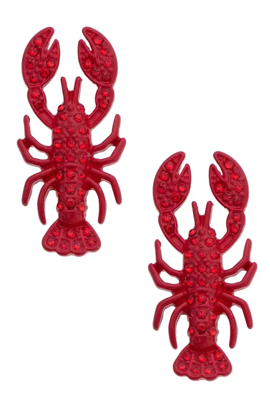 Pave Lobster Earrings in Red made by Canvas Style