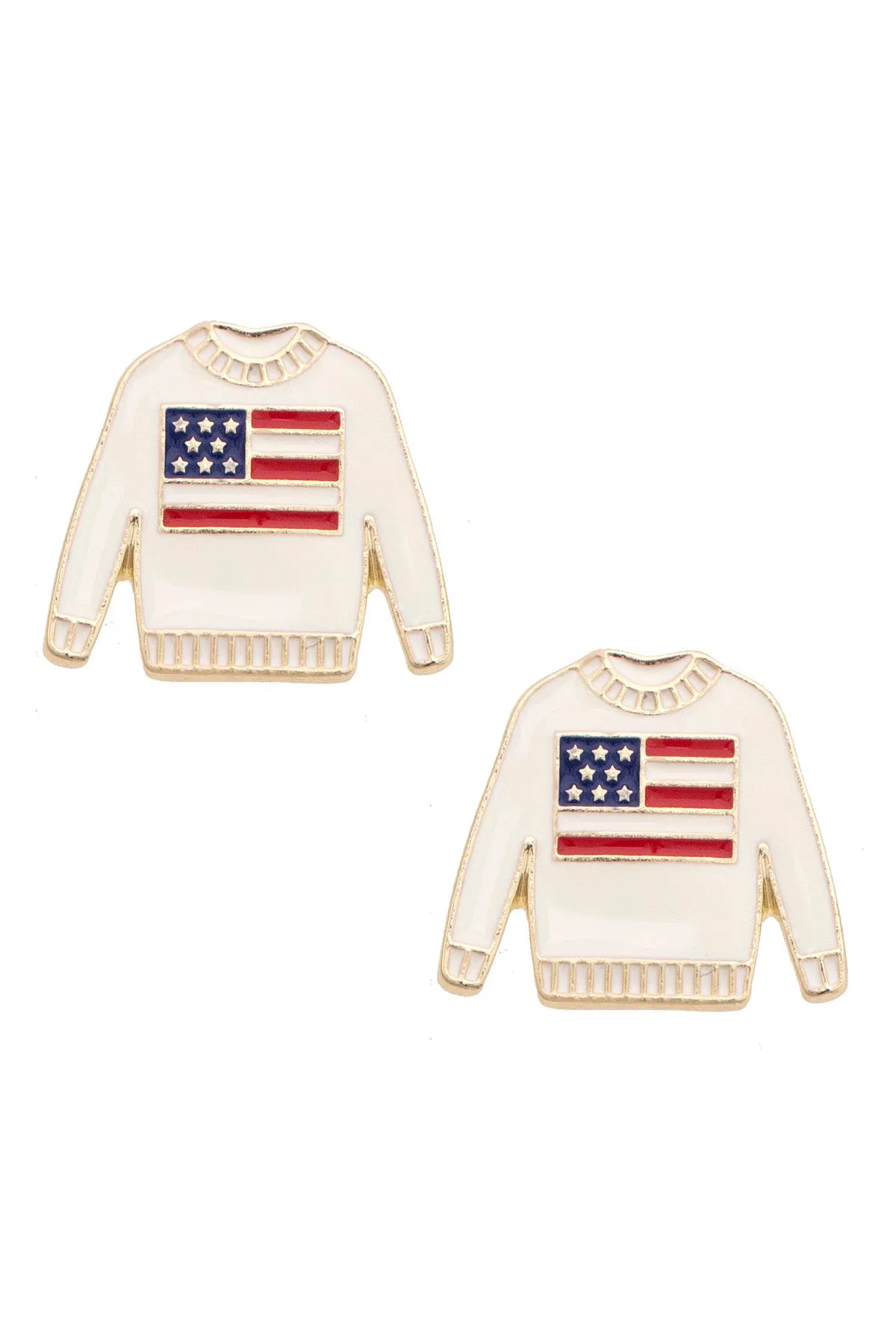 Americana Sweater Stud Earrings in Red, White, & Blue sold by Canvas Style