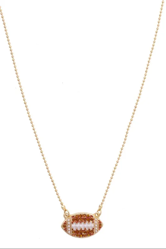 Pave Football Necklace in Shiny Gold made by Canvas Style