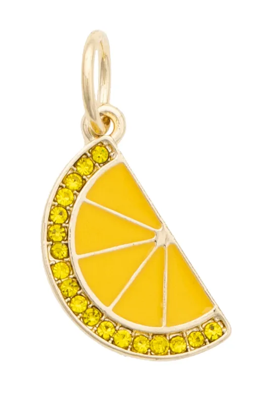 Rhinestone Lemon Wedge Charm in Yellow made by Canvas Style