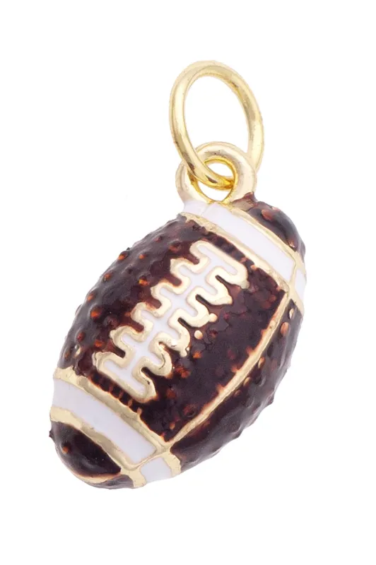 Pave 3-D Football Charm in Brown & White made by Canvas Style