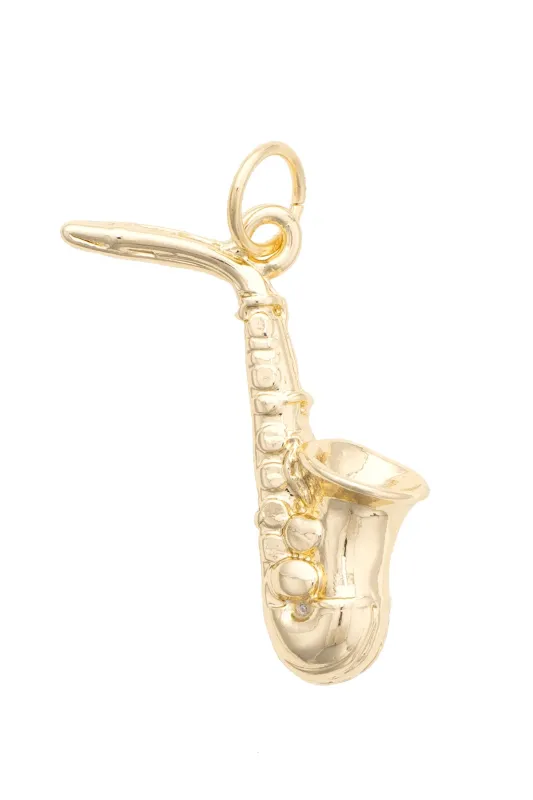 Rhinestone Saxophone Charm in Shiny Gold made by Canvas Style