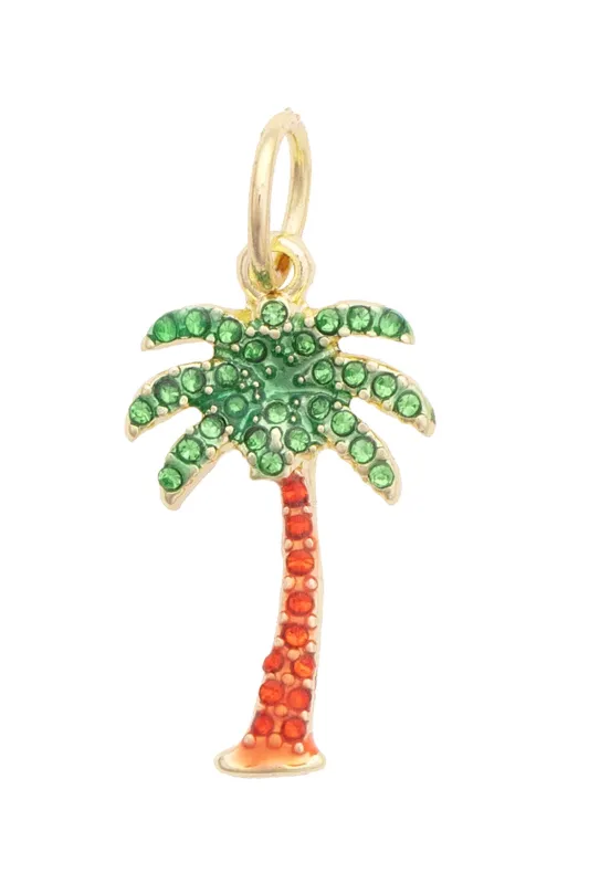 Pave Palm Tree Charm in Green made by Canvas Style