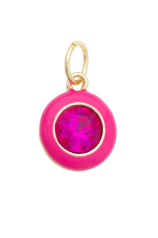 Enamel Bezel Charm in Fuchsia made by Canvas Style