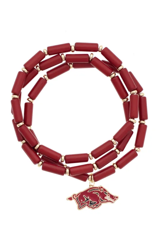 Arkansas Razorbacks Logo Beaded Bracelet Set of 3 made by Canvas Style