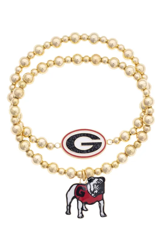 Georgia Bulldogs Ball Bead Bracelet Set of 2 made by Canvas Style