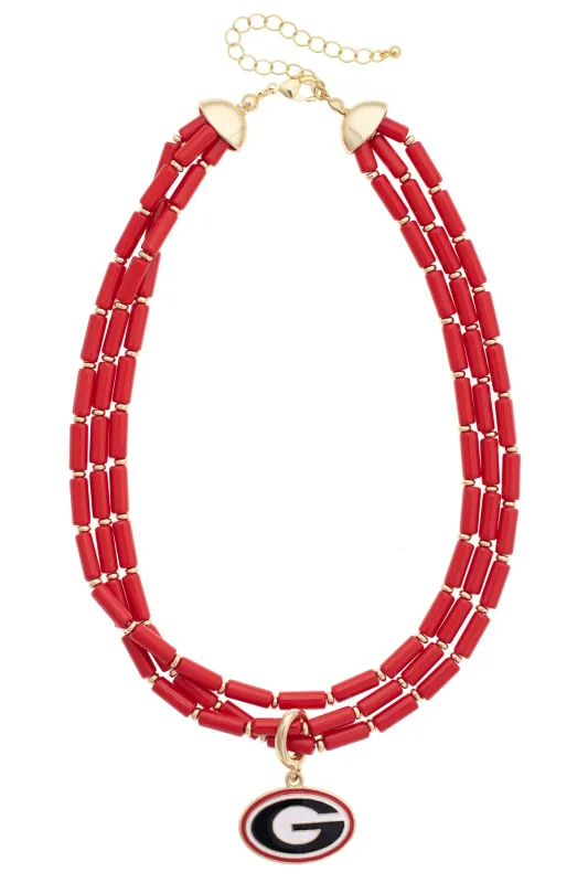 Georgia Bulldogs Multi-Strand Beaded Logo Necklace made by Canvas Style
