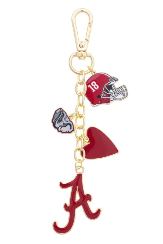 Alabama Crimson Tide Heart Cluster Bag Charm made by Canvas Style