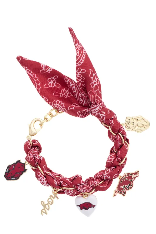 Arkansas Razorbacks Bandana Charm Bracelet made by Canvas Style