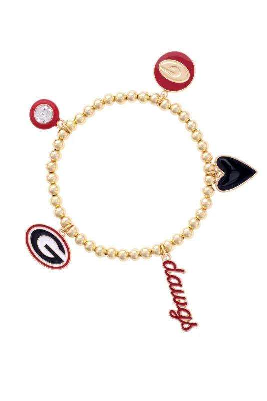 Georgia Bulldogs Enamel Icons Stretch Bracelet in Shiny Gold made by Canvas Style