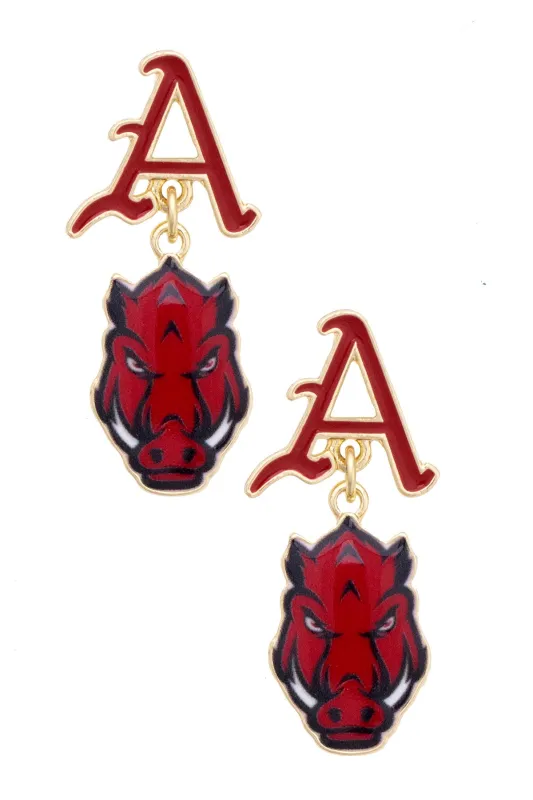Arkansas Razorbacks Enamel Drop Earrings made by Canvas Style