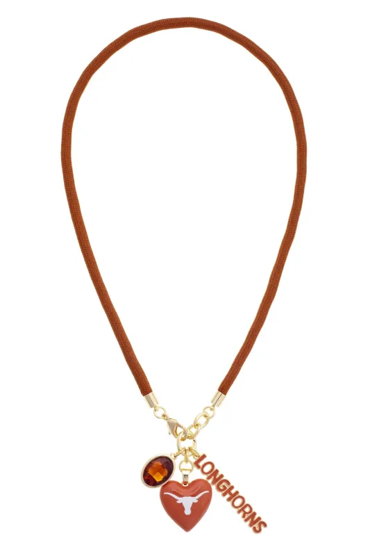 Texas Longhorns Logo Heart Paracord Necklace made by Canvas Style