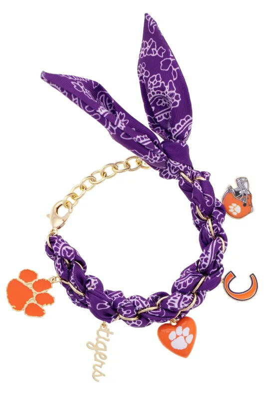 Clemson Tigers Bandana Charm Bracelet made by Canvas Style