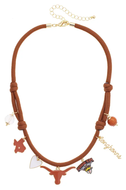 Texas Longhorns Paracord Multi Charm Necklace made by Canvas Style