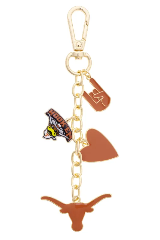 Texas Longhorns Heart Cluster Bag Charm made by Canvas Style