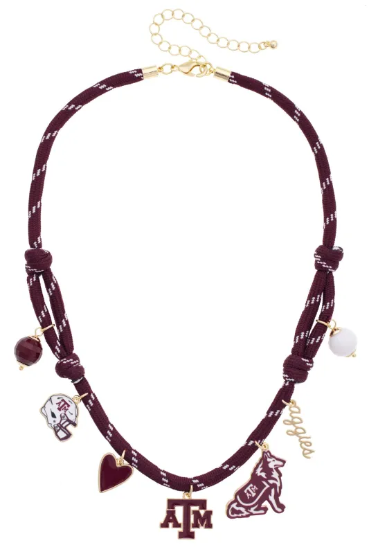 Texas A&M Aggies Paracord Multi Charm Necklace made by Canvas Style