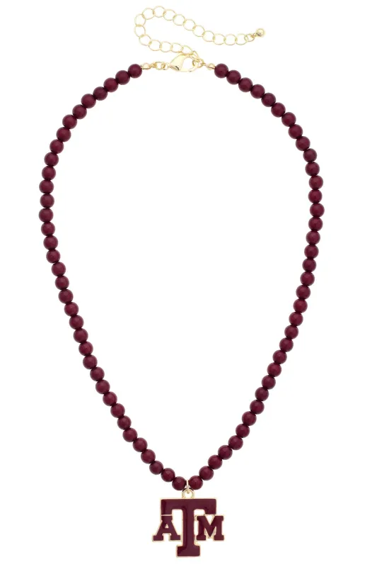 Texas A&M Aggies Beaded Logo Pendant Necklace made by Canvas Style