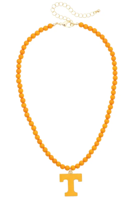 Tennessee Vols Beaded Logo Pendant Necklace made by Canvas Style