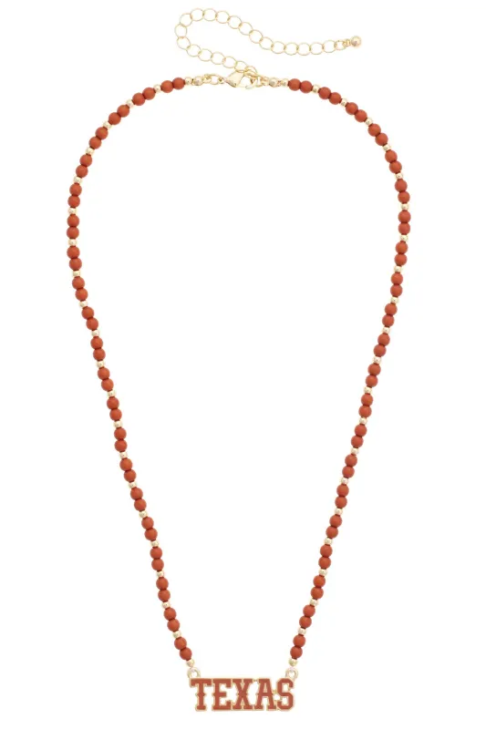 Texas Longhorns Beaded Spirit Necklace made by Canvas Style