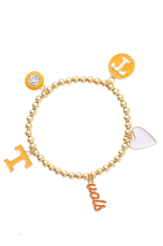 Tennessee Vols Enamel Icons Stretch Bracelet in Shiny Gold made by Canvas Style