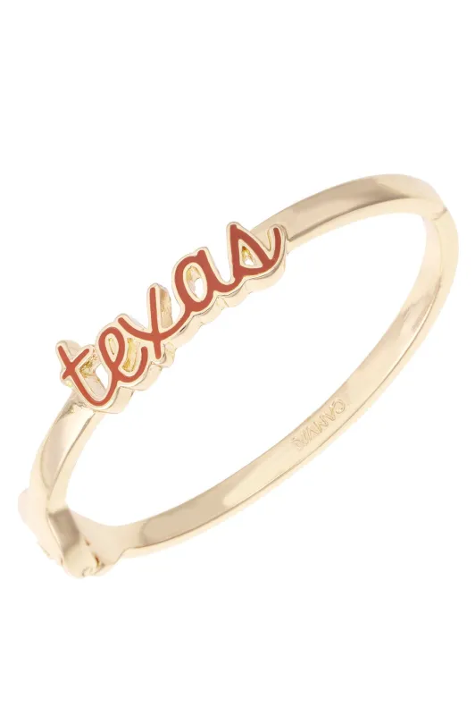 Texas Longhorns Cursive Enamel Hinge Bangle made by Canvas Style