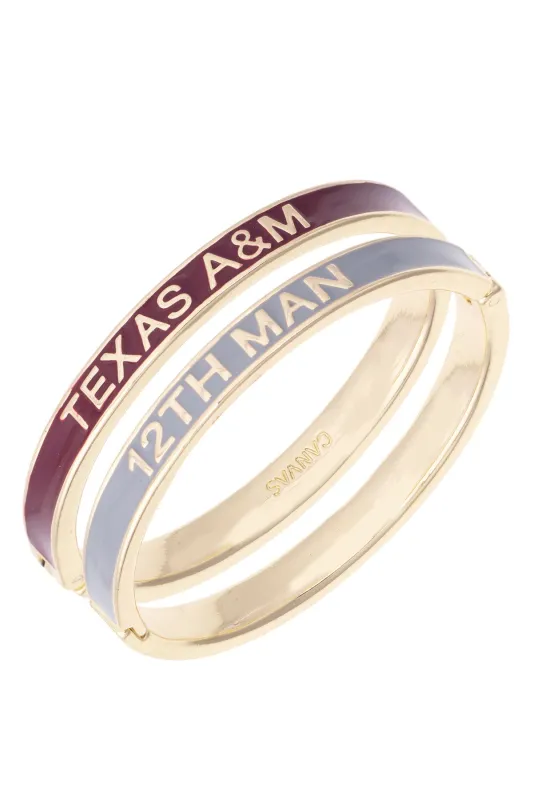 Texas A&M Aggies Skinny Enamel Hinge Bangle made by Canvas Style